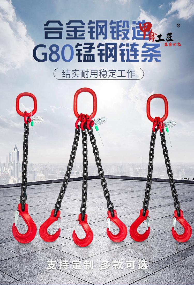 起重链条吊索具组合吊环吊钩挂钩行车吊车吊链g80猛钢链条吊具5吨2米4
