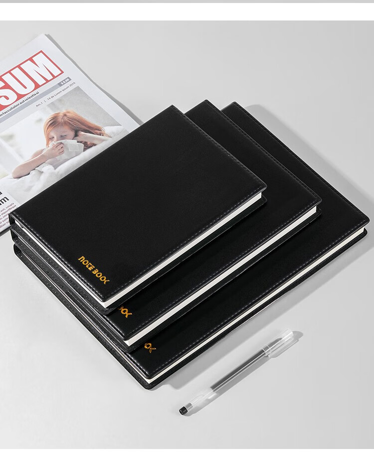 喜通黑色笔记本本子加厚简约ins风大学生日记本记事本办公笔记工作