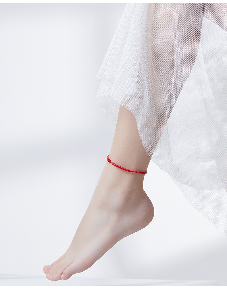 jlmx2022新款脚链女红绳本命年男金刚结脚绳手工编织本命年手工编织脚