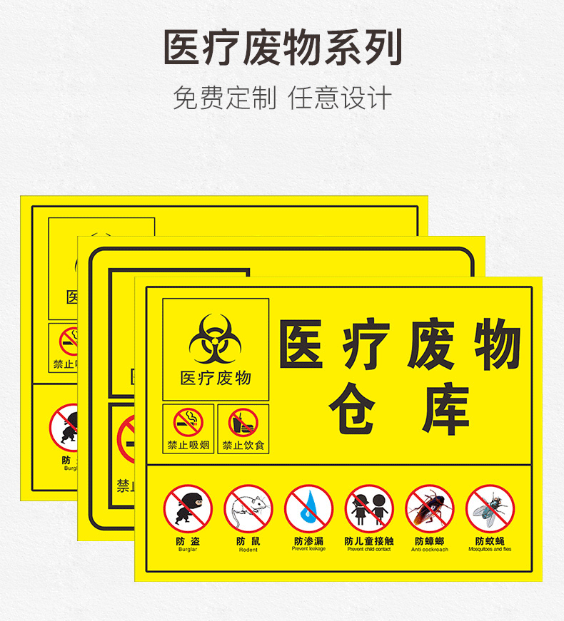 医疗废物暂存点标识标贴暂存处暂存间仓库警示警告提示牌药物性损伤性