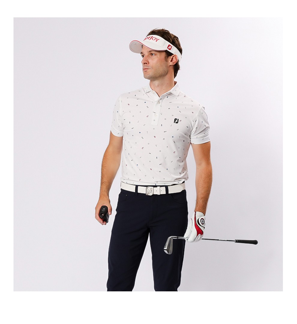 footjoy 高尔夫t恤2021新款男士golf运动休闲polo衫 翻领短袖 速干微