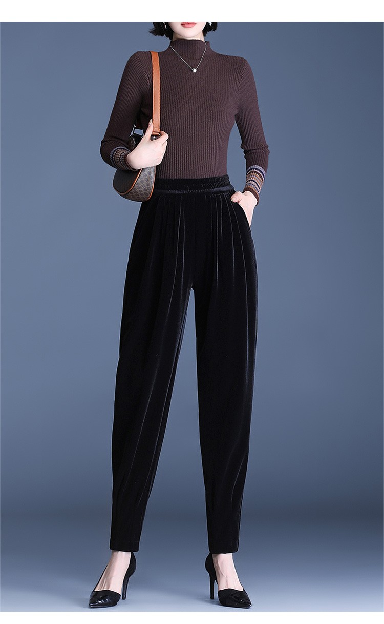 秋冬大码中年妈妈加厚加绒裤女裤时尚潮流长裤子女黑色常规款m90110斤