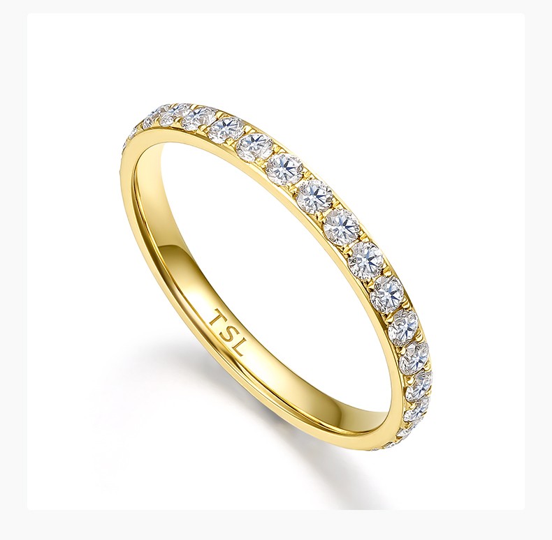 tsl谢瑞麟18k金钻石戒指排戒圆形排钻指环女款彩金钻戒求婚订婚礼物bc