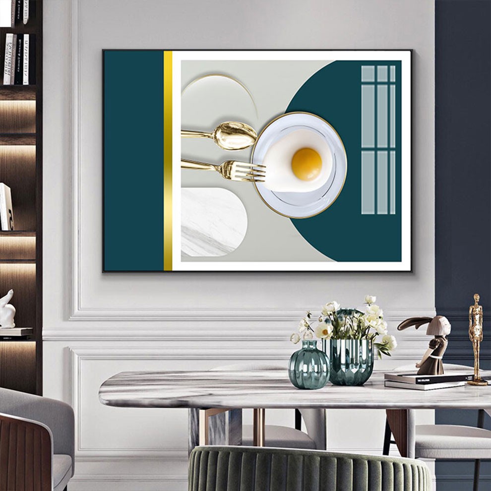 象家餐厅装饰画现代简约轻奢晶瓷画创意酒杯刀叉酒店壁画饭厅挂画大气