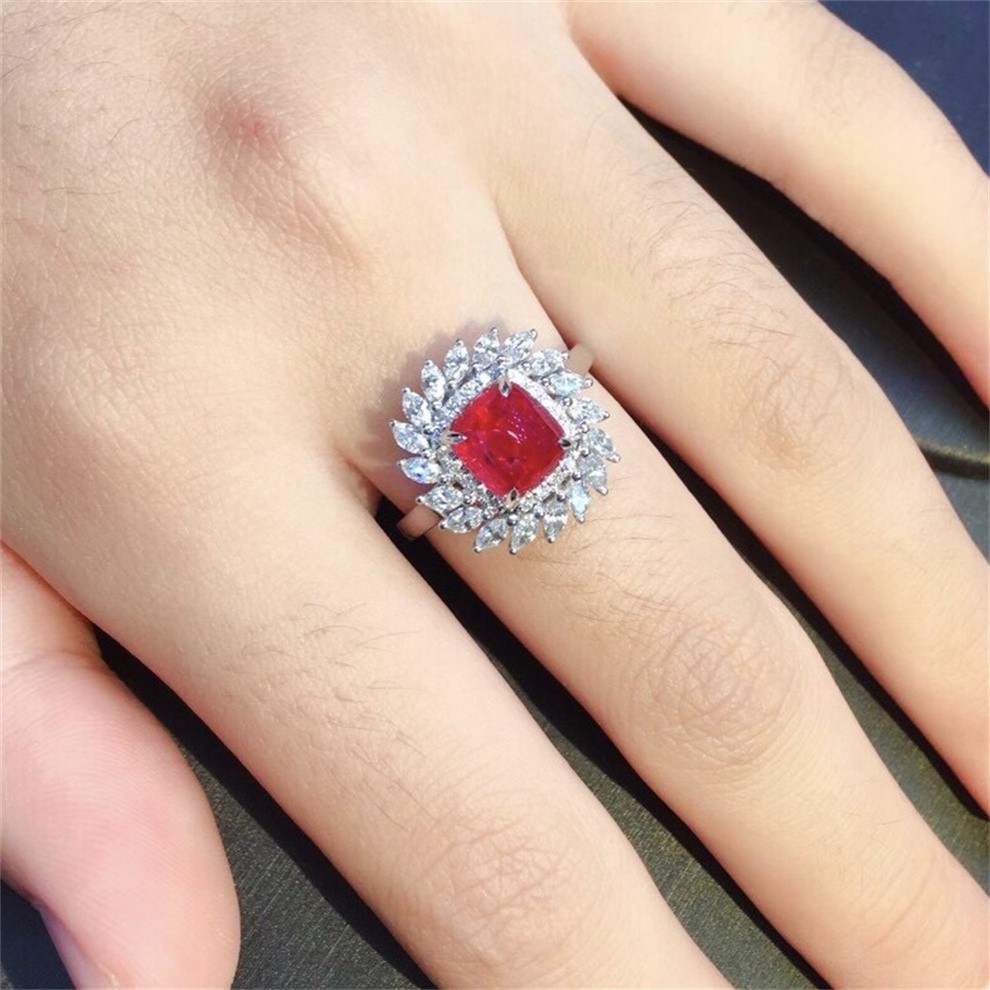 宥熙珠宝 缅甸绝地武士尖晶石戒指 彩色宝石18k金镶嵌 裸石2.