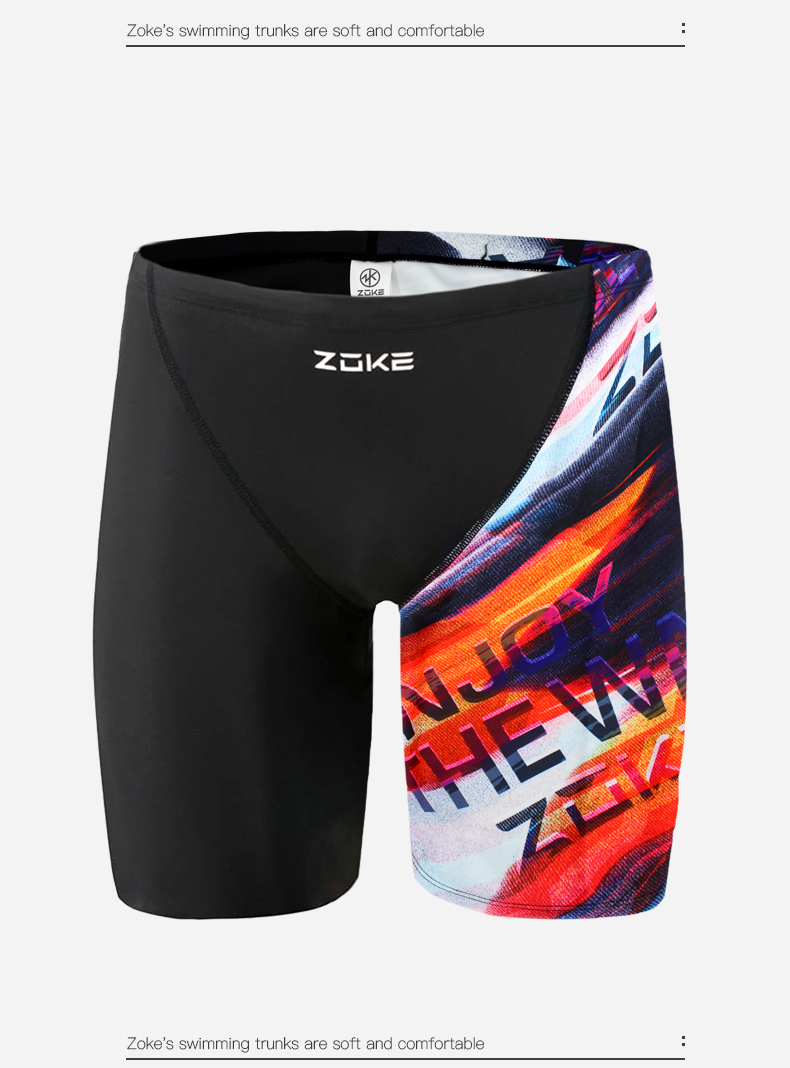 zoke洲克男士泳裤防尴尬五分游泳裤泳衣男泳装黑彩1216023022xl