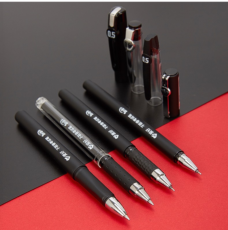 5mm考试用笔黑笔碳素笔水笔学生用速干笔签字笔全针管子弹头笔芯大