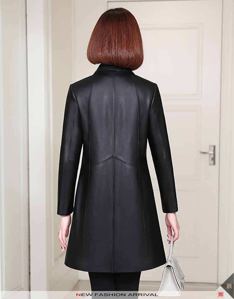 颖辉真皮皮衣女海宁绵羊皮中长款外套女士修身显瘦长风衣春秋冬新款