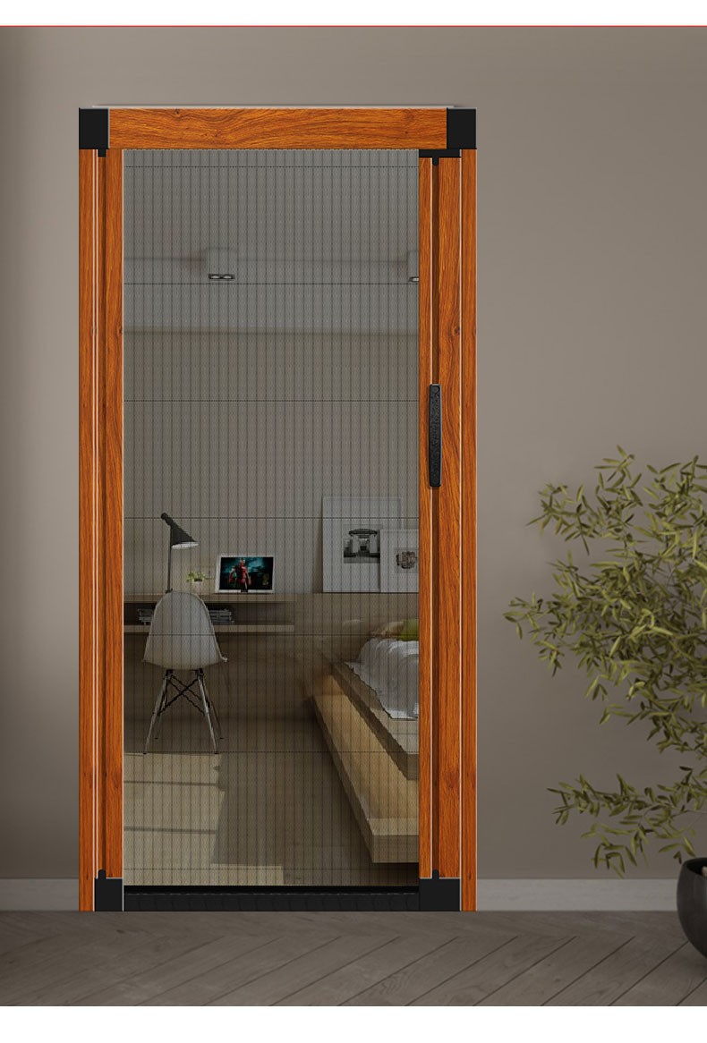 生态同款适用于定制无轨纱门推拉式家用铝合金伸缩隐形折叠沙门免打孔