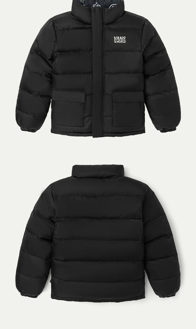 vans范斯官方黑色机能风两穿情侣棉夹克外套黑色s