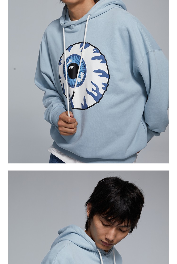 mishkanyc大眼球潮牌2021秋季新款套头卫衣男印花连帽卫衣男女同款浅