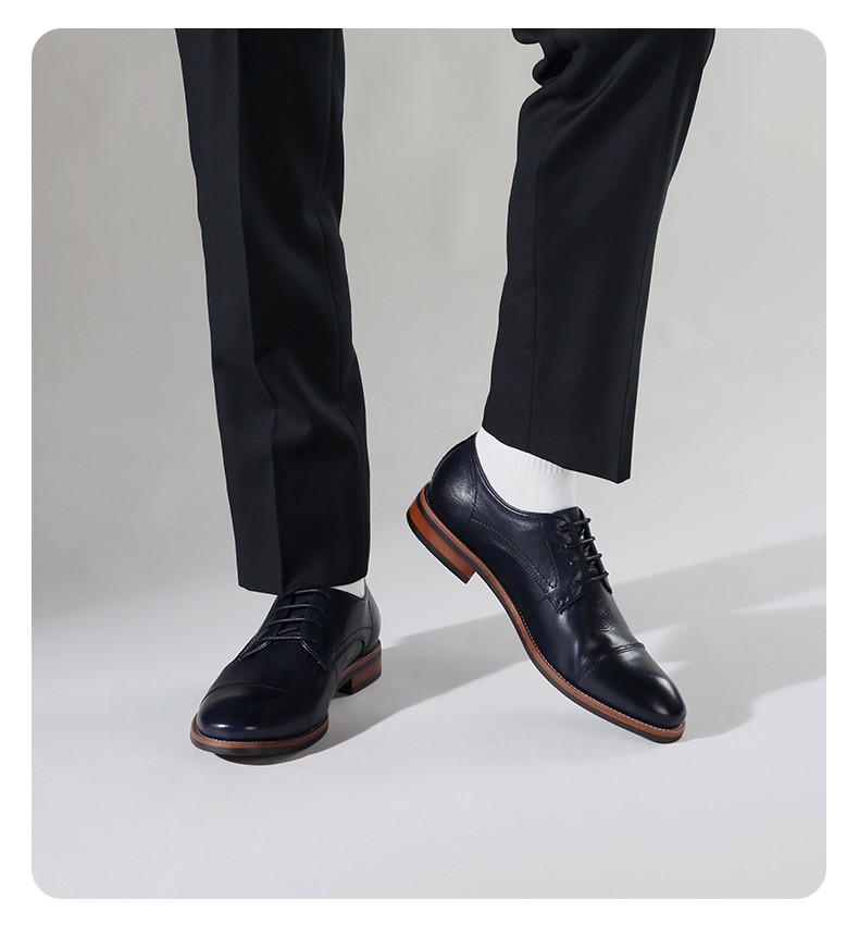 anthony miles2022年新款安东尼米勒皮鞋男士商务休闲系带皮鞋 藕粉色