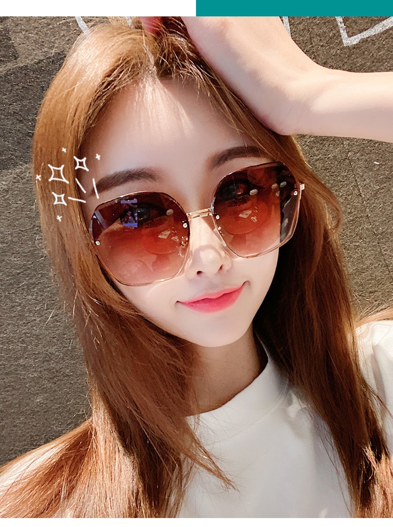 皓顿hautton遮光太阳镜女圆脸墨镜女韩版潮防强光眼镜大脸墨镜金框