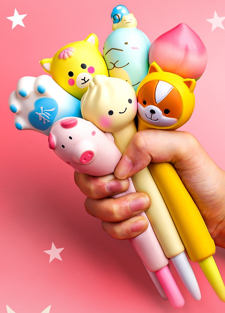 减压笔软绵绵网红解压笔超萌创意中性笔少女心可爱捏捏笔恐龙海绵卡通