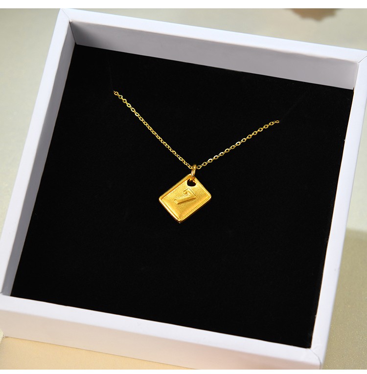 hicano/荟萃楼珠宝黄金项链足金方牌7项链坠七夕情人节送礼新品 黄金