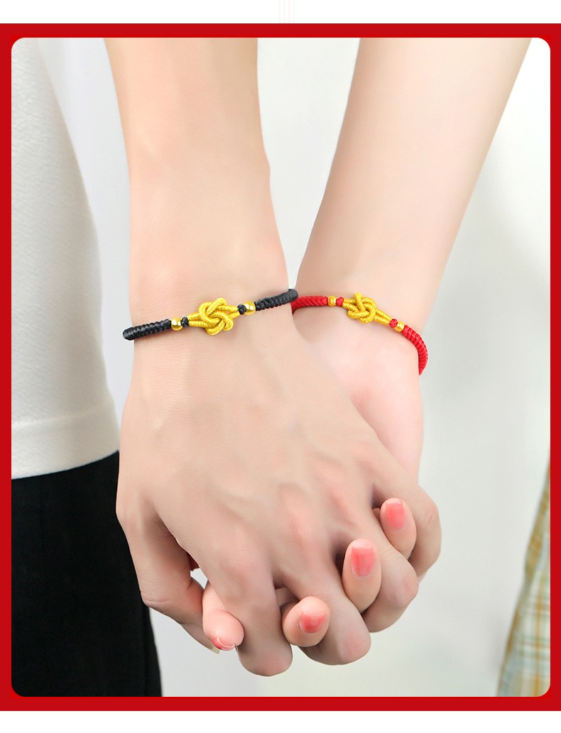 情人节送女朋友生日礼物 足心转运珠同心结情侣手链一对【图片 价格