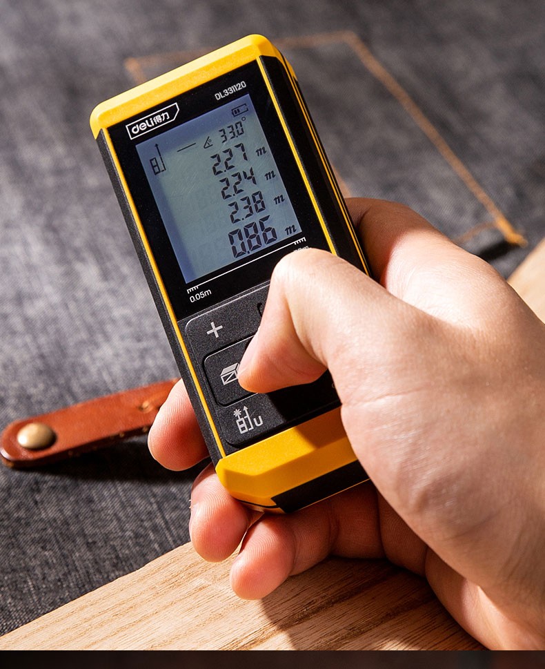 得力deli手持式激光高精度电子尺红外量房仪40100米家用室内测面积