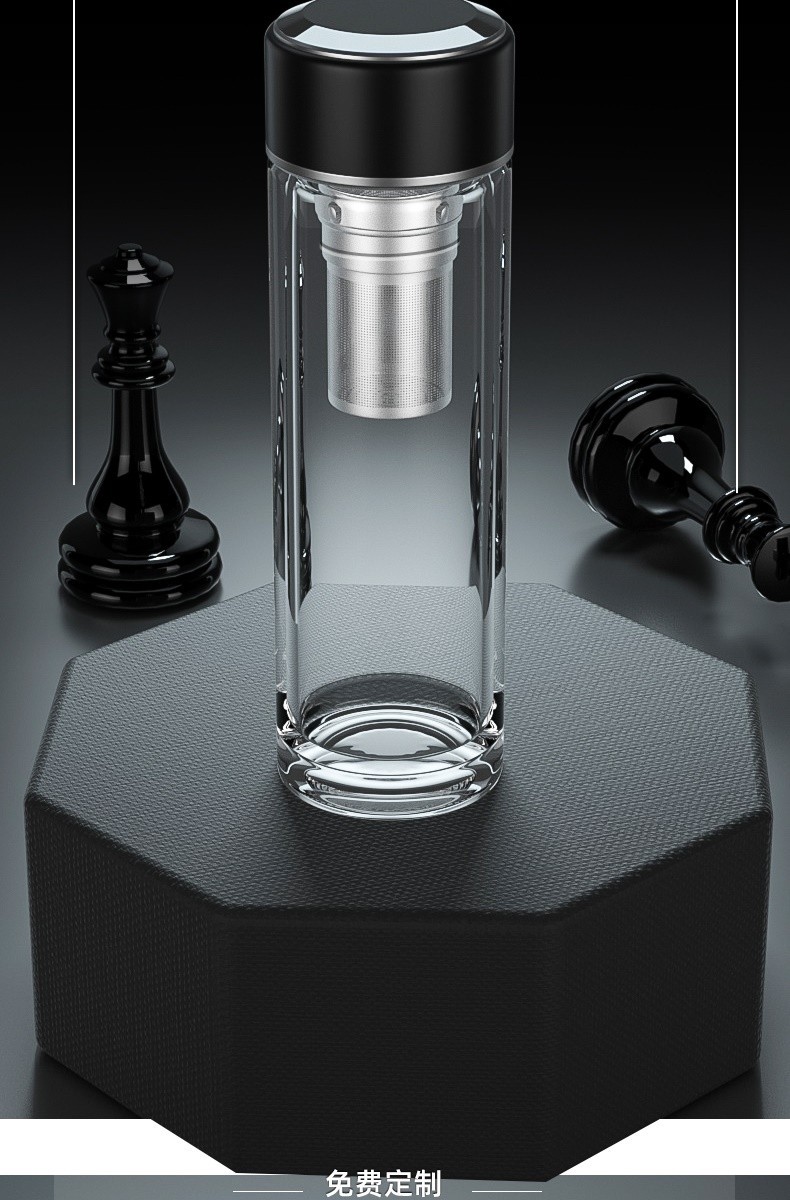 德国moosen双层玻璃杯水杯定制logo印字水杯支持企业开业定制小礼品