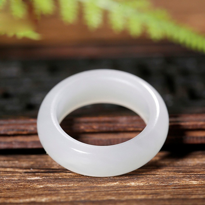 萃宝荷新疆和田玉羊脂白玉戒指男女情侣款碧玉菠菜绿玉戒指环戒圈羊脂