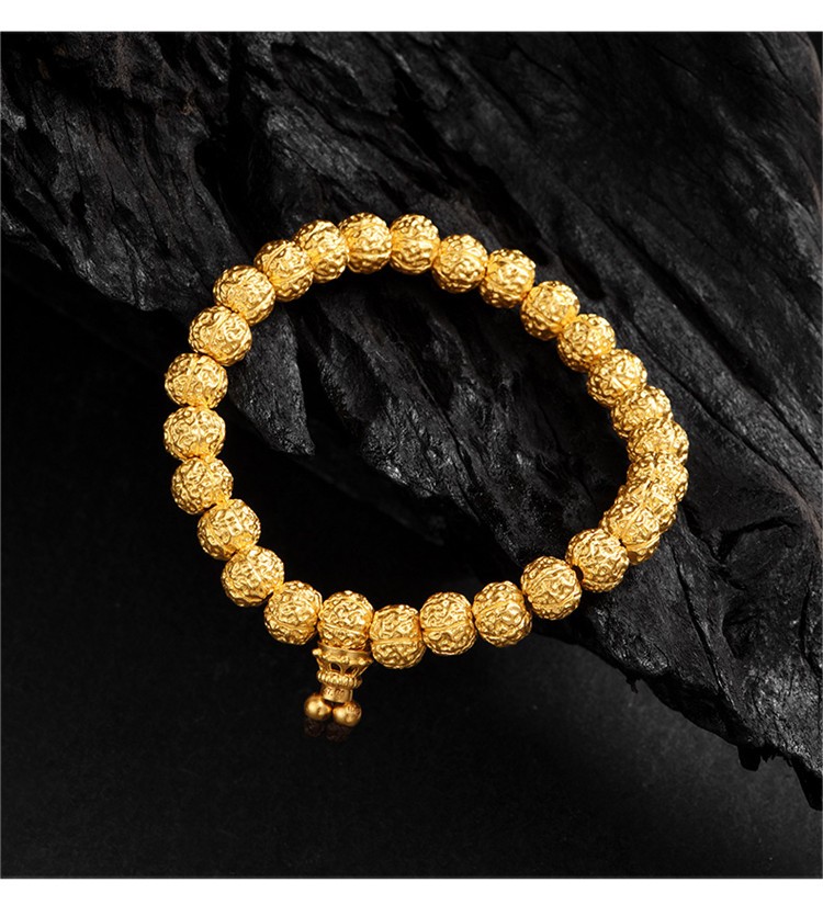 明牌珠宝传家金系列佛果串珠足金古法黄金金刚菩提手串足金手链计价小