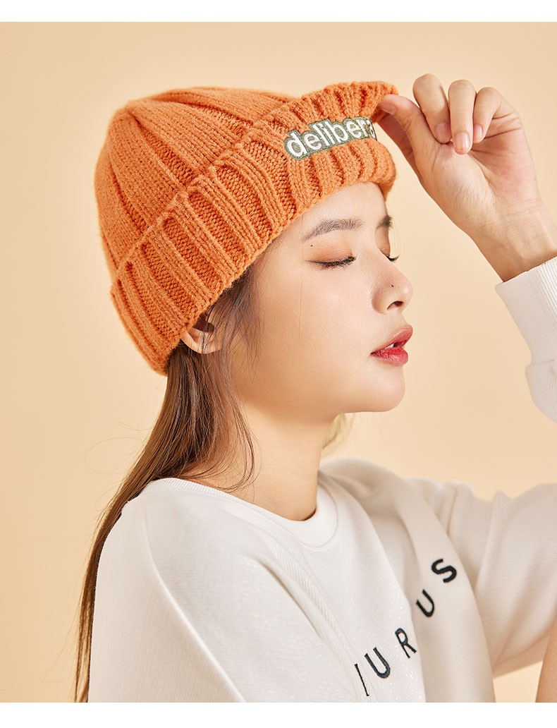 ief/爱依服帽子2021秋冬新款韩版设计字母刺绣冷帽毛线百搭针织帽2728