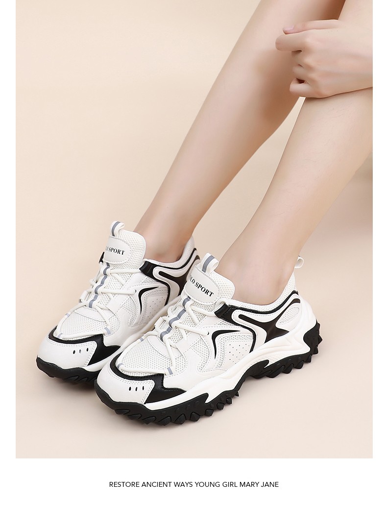 【商场同款】polo sport老爹鞋女鞋透气网面鞋厚底增高时尚休闲鞋舒适