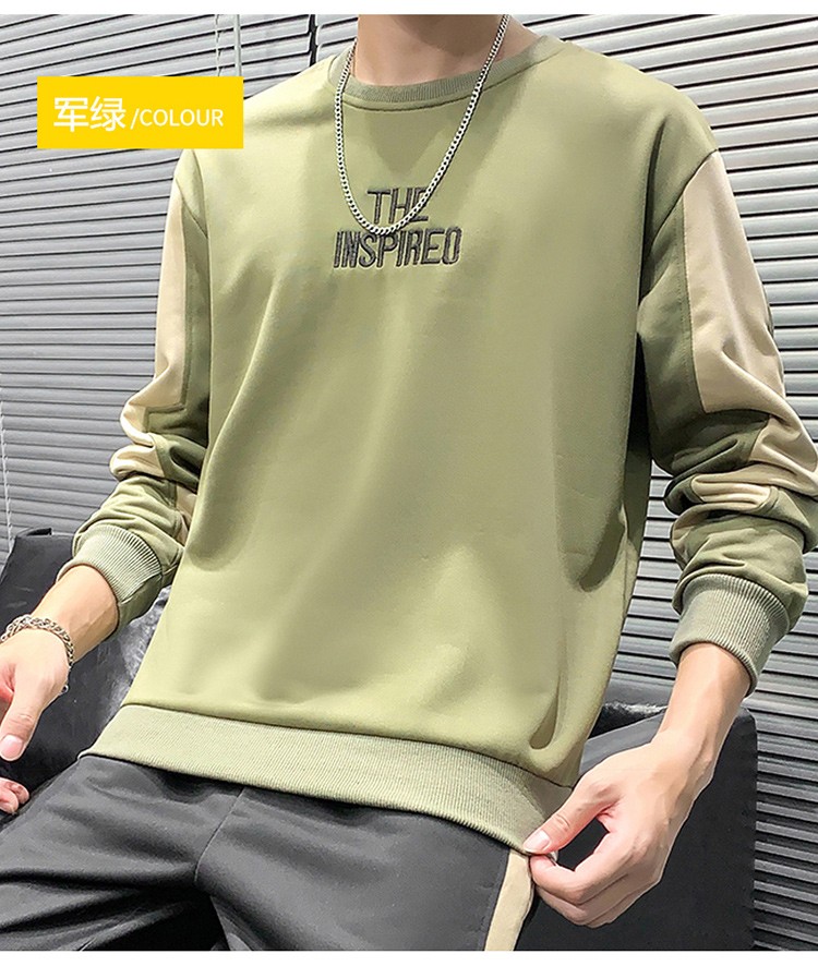 长袖t恤男潮牌男装休闲运动个性学生衣服打底衫外套卫衣男夏冰妮红色m