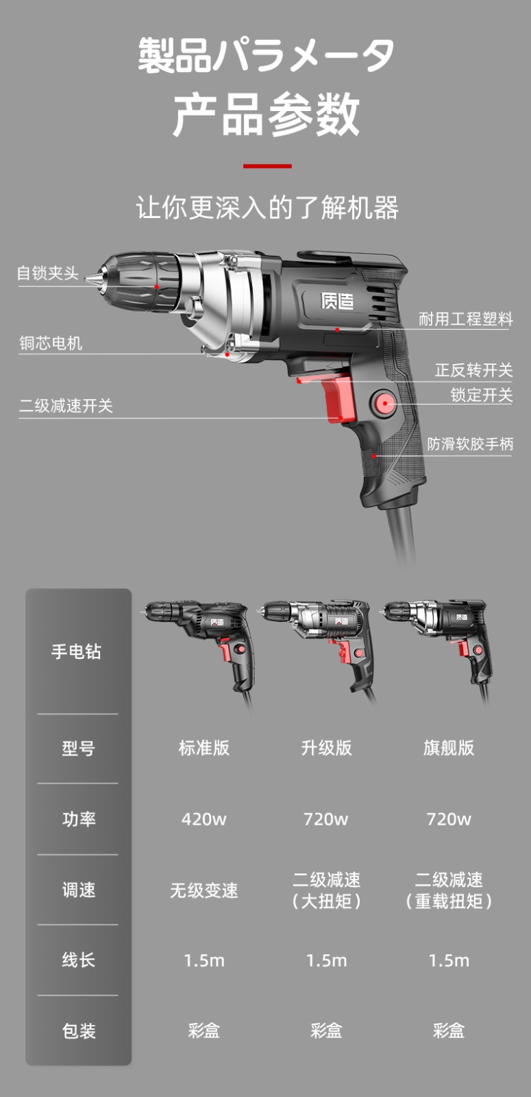 质造电钻家用手电钻220v多功能钻孔机电起子手枪钻电转电动螺丝刀 极