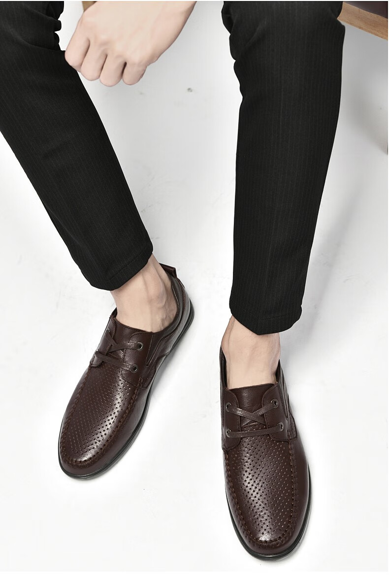 金迈王百搭皮鞋男真皮商务正装头层牛皮纯牛皮软皮中年人系带休闲鞋男