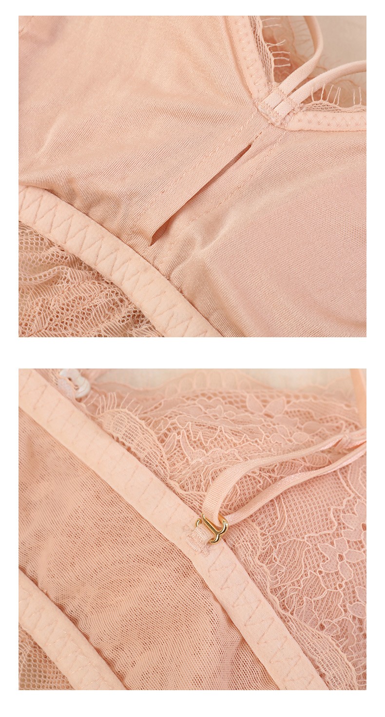金三塔内衣女真丝法式蕾丝性感无钢圈文胸nzfbc307柔粉色9965xl