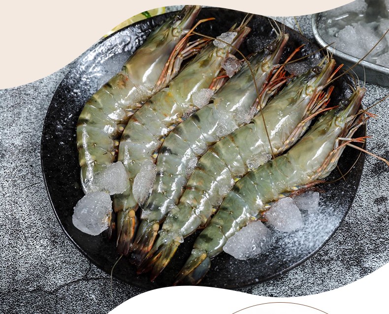 南极鲜码头熟冻黑虎虾盒装大虾海鲜生鲜纯净水域大虾熟冻黑虎虾1盒800