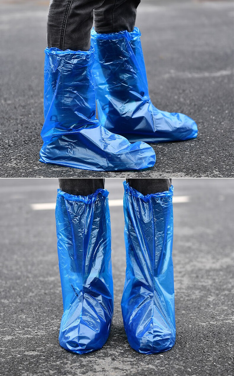 加厚加长户外一次性防水鞋套一次性高筒长筒鞋套防雨儿童成人防雨鞋套