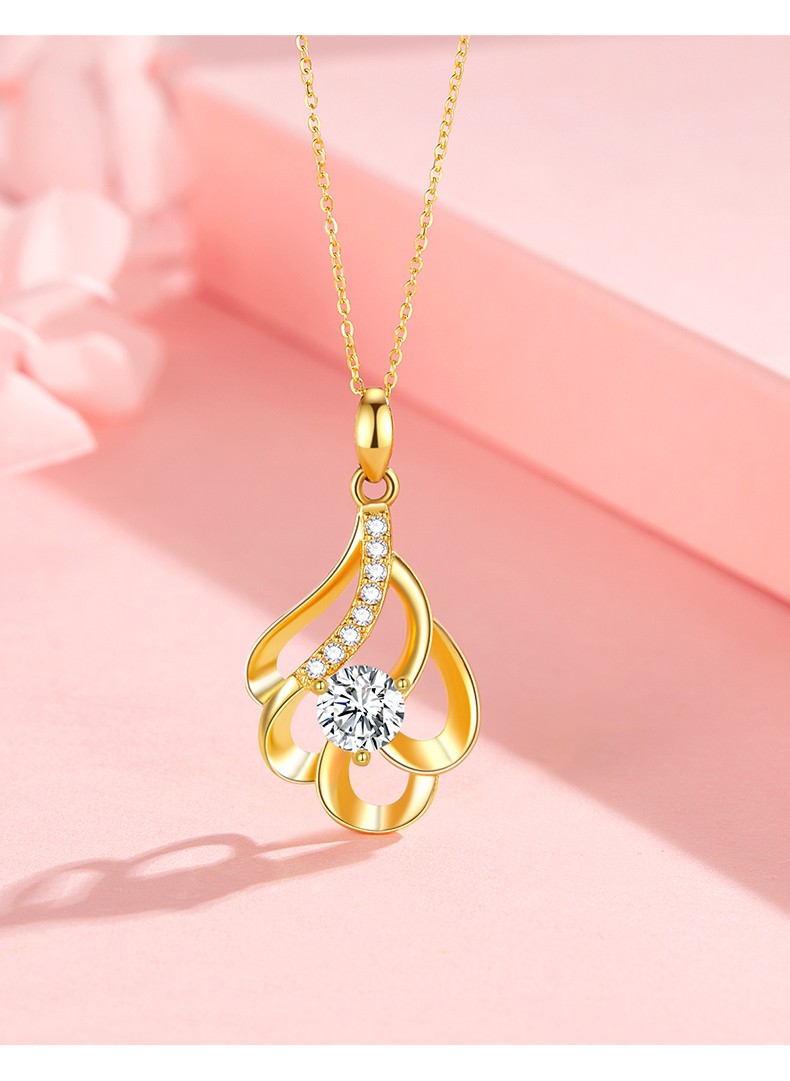 奥珂伊莎 心中有你999黄金项链女士5g足金吊坠锁骨链配证书刻字送女友