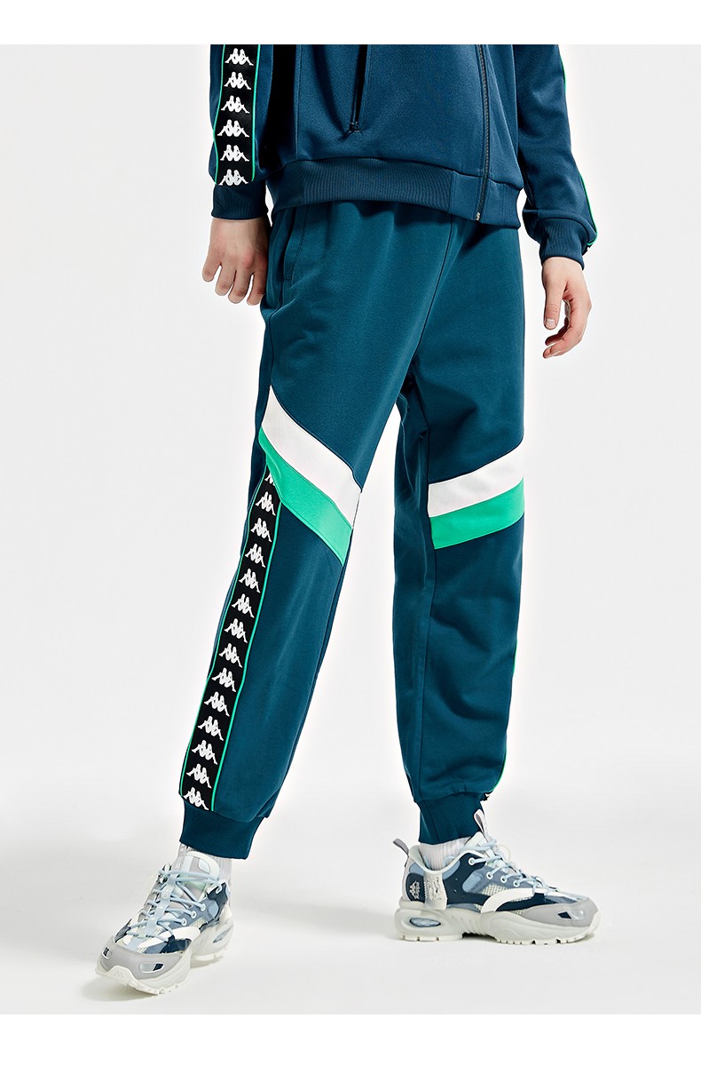 kappa卡帕串标运动裤秋男针织长裤拼接休闲裤小脚卫裤k0b52ak60无尽蓝