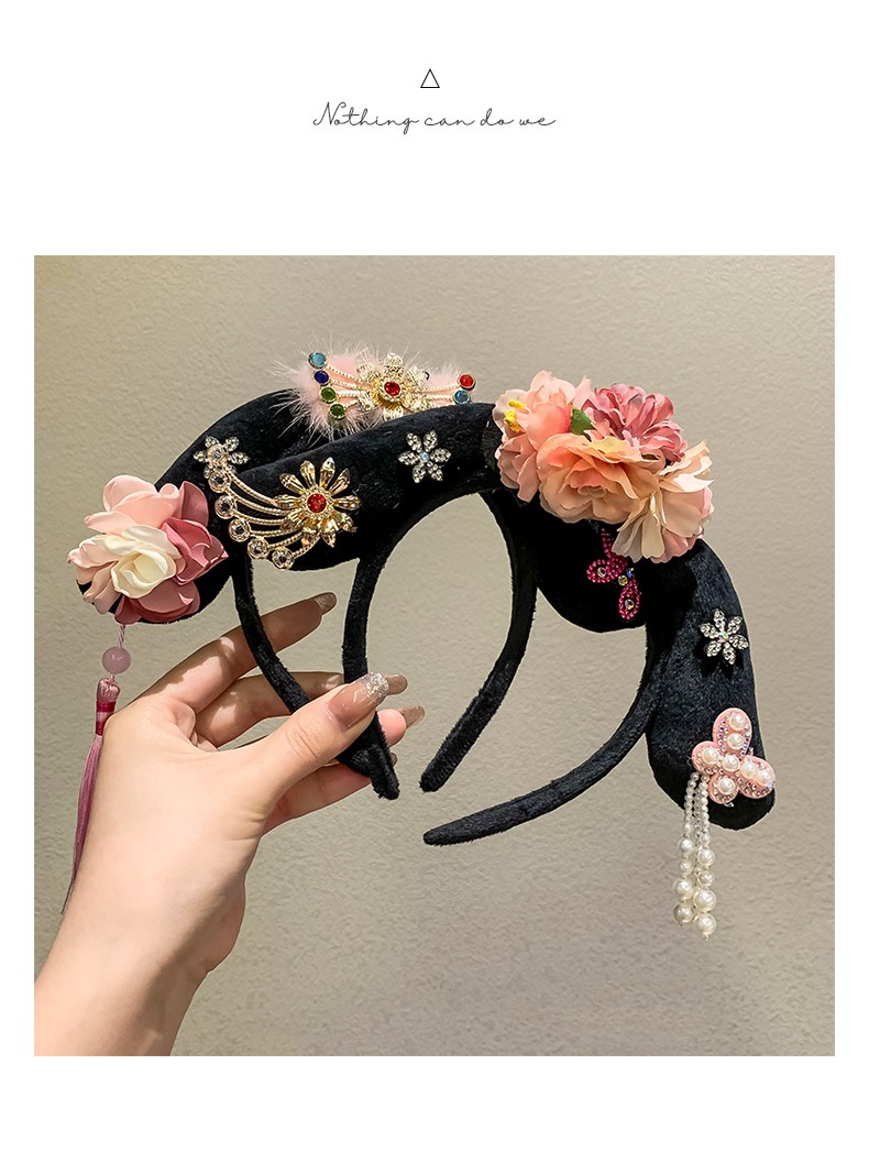 复古宫廷风格格发箍洗脸发卡大人新年中国风贵人旗头头箍儿童头饰 6