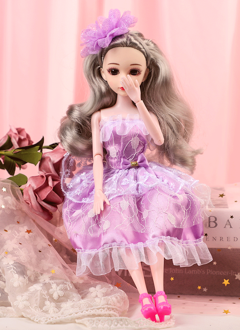 珏凰芭比娃娃40厘米套装儿童女孩玩具抖音同款梦幻3d仿真眼换装冰雪