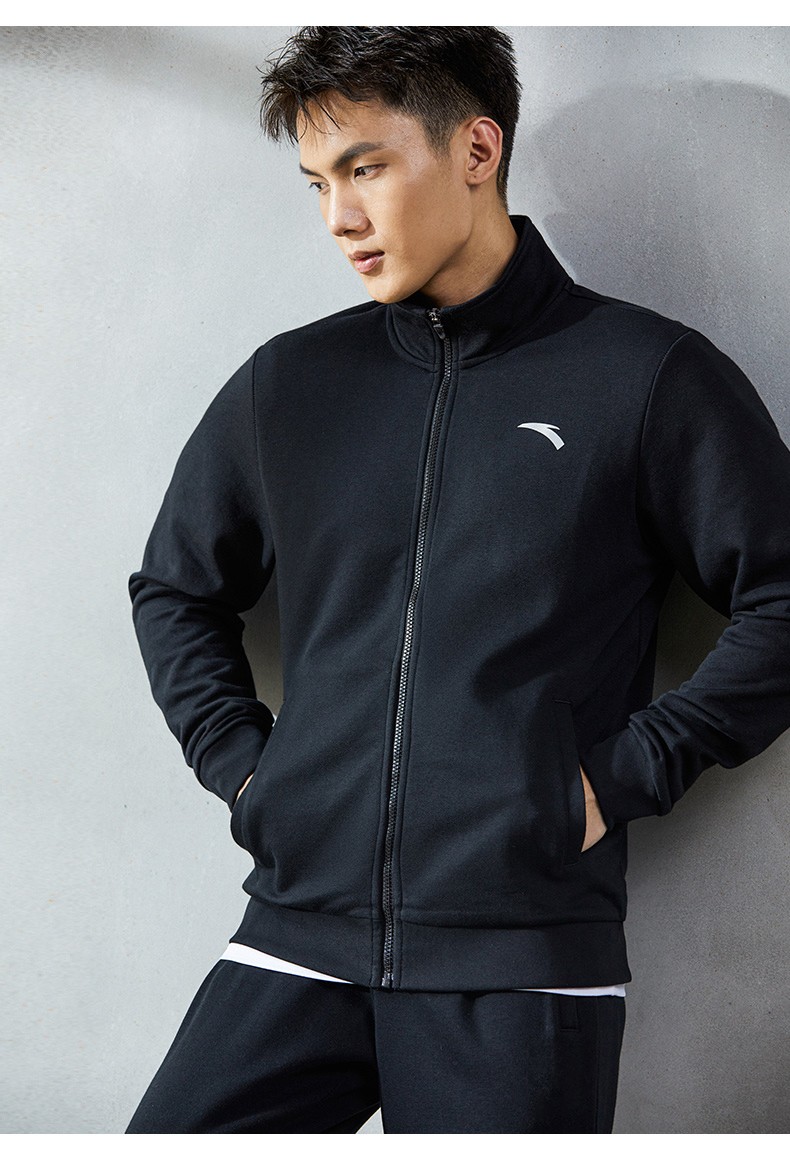 安踏男装外套男子时尚运动健身2022季新款针织外套休闲男士拉链长袖