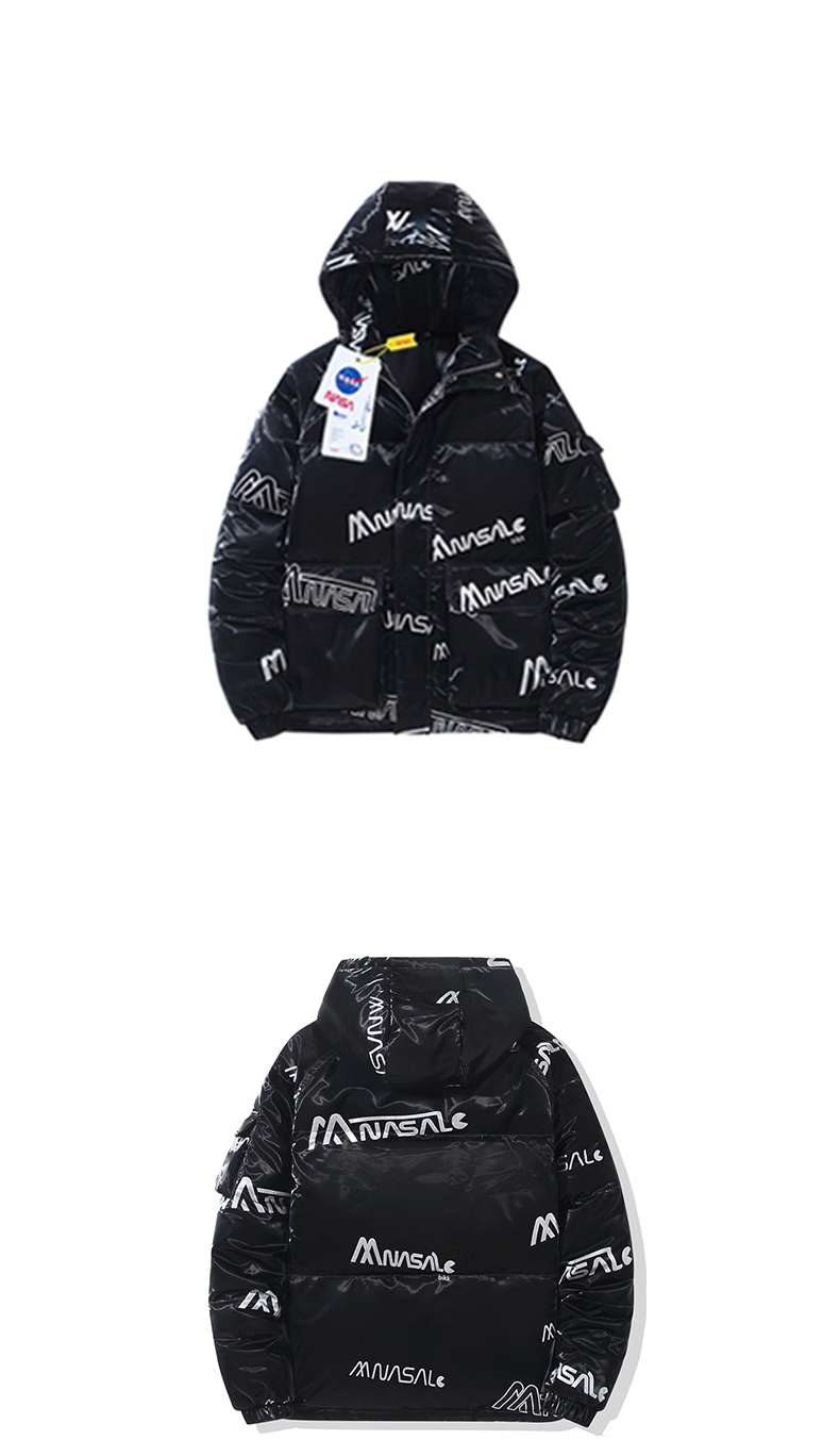 nasa旗舰店官网联名宇航员保暖加厚连帽羽绒服青少年外套男白鸭绒