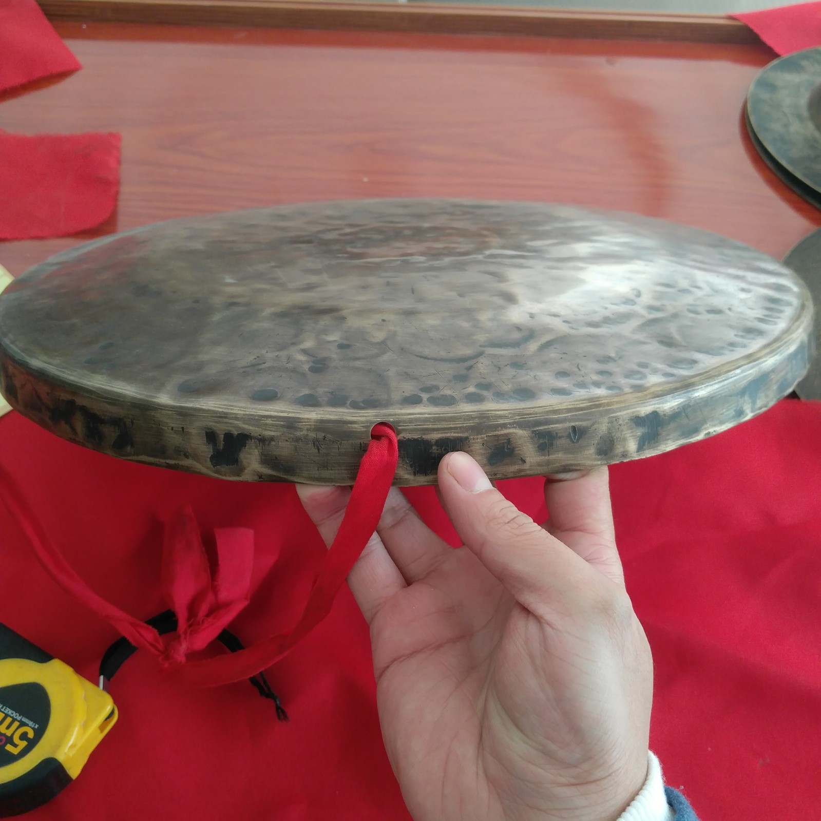 倾时3640cm开道锣纯手工抄锣河南安徽常用青铜大锣老铜锣直边凸底锣36