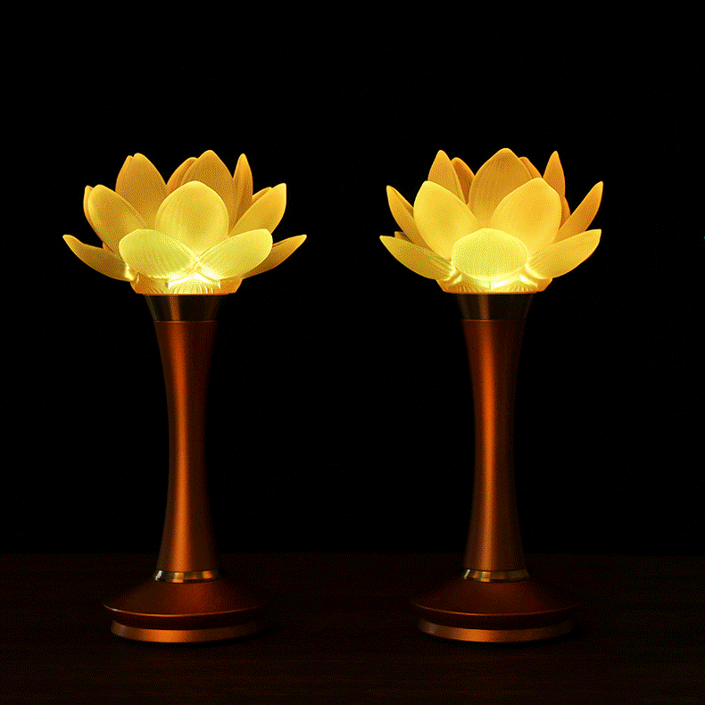 台湾纯铜琉璃莲花灯家用佛供灯led七彩供佛灯佛前插电观音长明灯供佛