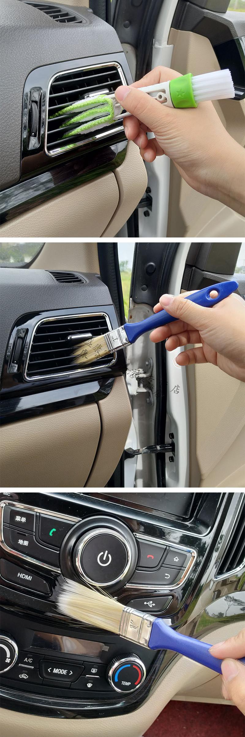 汽车清洁刷清洗工具空调出风口车内内饰灰尘软毛刷子扫灰缝隙神器