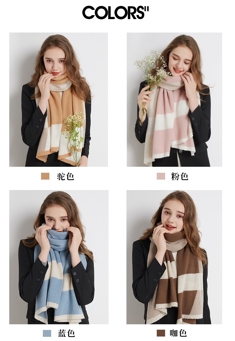 礼盒装索沛suopei100纯羊毛围巾女冬款披肩加厚女士围巾百搭保暖围脖
