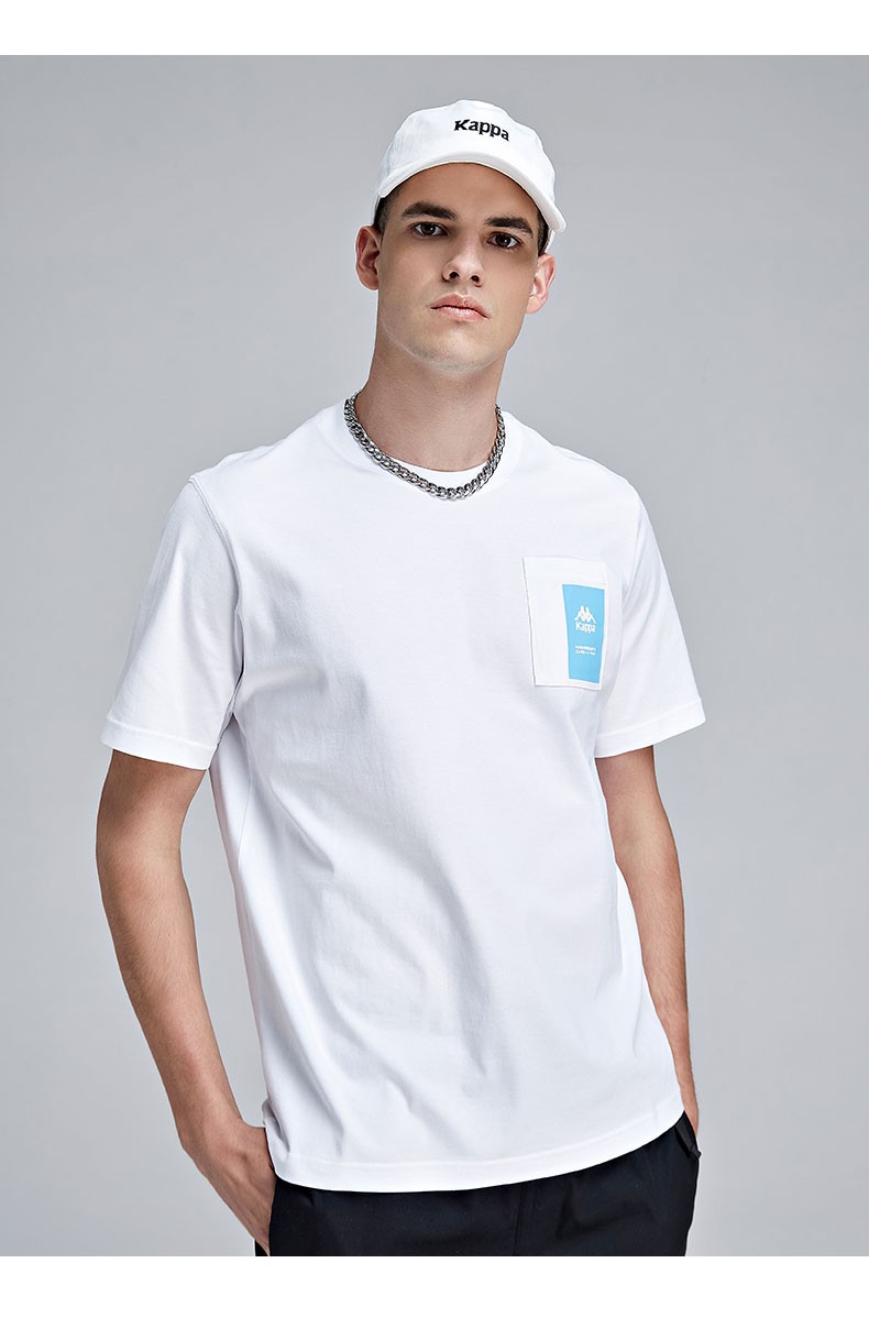 kappa卡帕短袖男运动t恤夏季休闲圆领印花半袖钢筋灰1107m