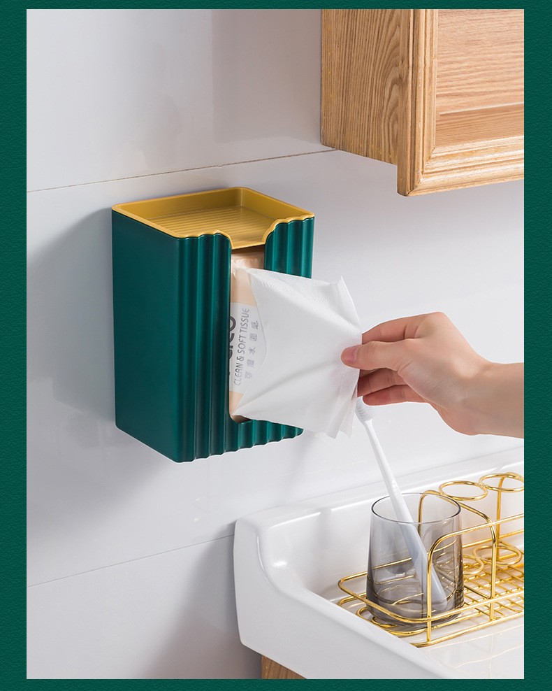 恬星厨房多功能纸巾盒浴室免打孔卫生间纸巾架卷纸架轻奢风厕所壁挂式