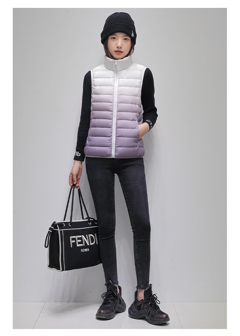 冰川羽绒服女2022年新款轻薄羽绒马甲女百搭渐变时尚保暖外穿 渐变绿