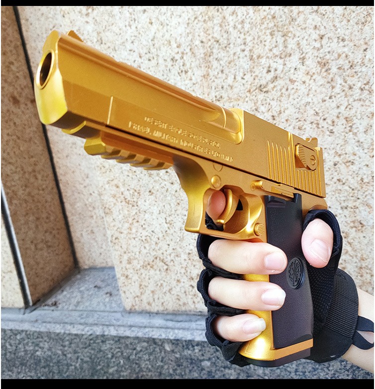 可抛壳黄金沙漠鹰软弹枪玩具手小枪仿抢真男孩软蛋格洛克儿童沙鹰抛壳