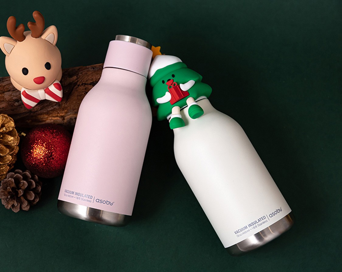 保温杯不锈钢便携男女简约水杯大容量个性创意家用杯子柔雾粉鹿头装饰