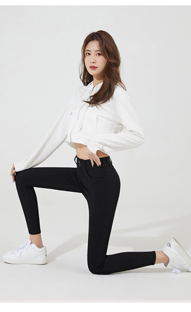 LangSha Women's High-Waist Slim Fit Pencil Pants Black Magic Leggings Spring Autumn 24