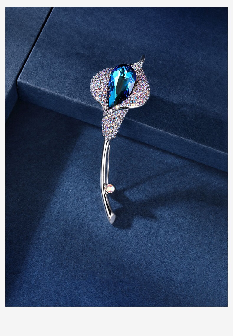 纪诗哲奢侈品牌胸针女胸花气质马蹄莲施华洛世奇元素送女友老婆情人节