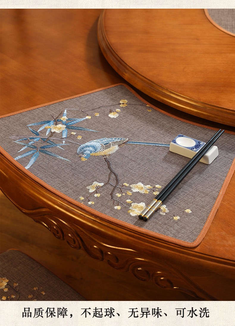 巢品中式扇形餐垫新中式花瓶垫棉麻西餐垫烟灰缸垫防水隔热杯垫餐桌垫